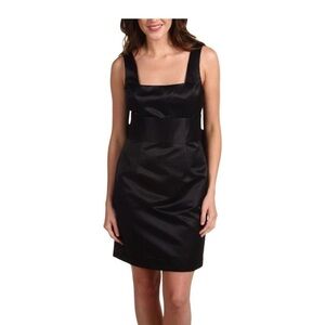 ABS Allen Schwartz Elegant Black Satin Cocktail Dress